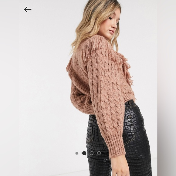 ASOS DESIGN cable sweater with fringe detail - Picture 3 of 7